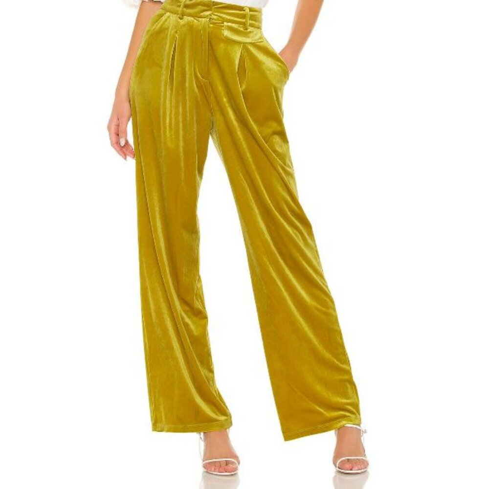 LPA High Waited Wide Leg Velvet Mustard Pants